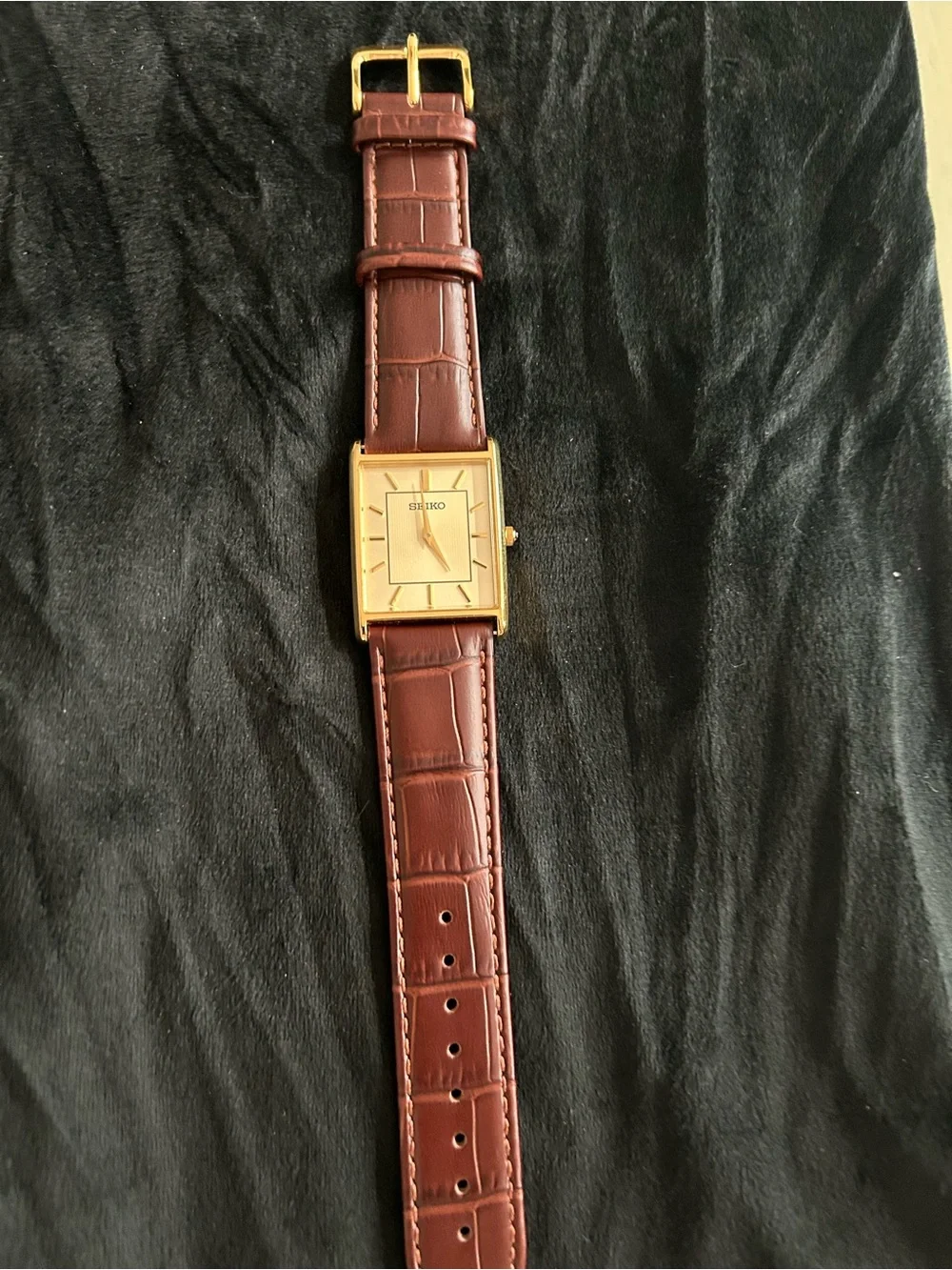 Essentials Tank Leather Strap Watch, 27.2mm x 39mm
